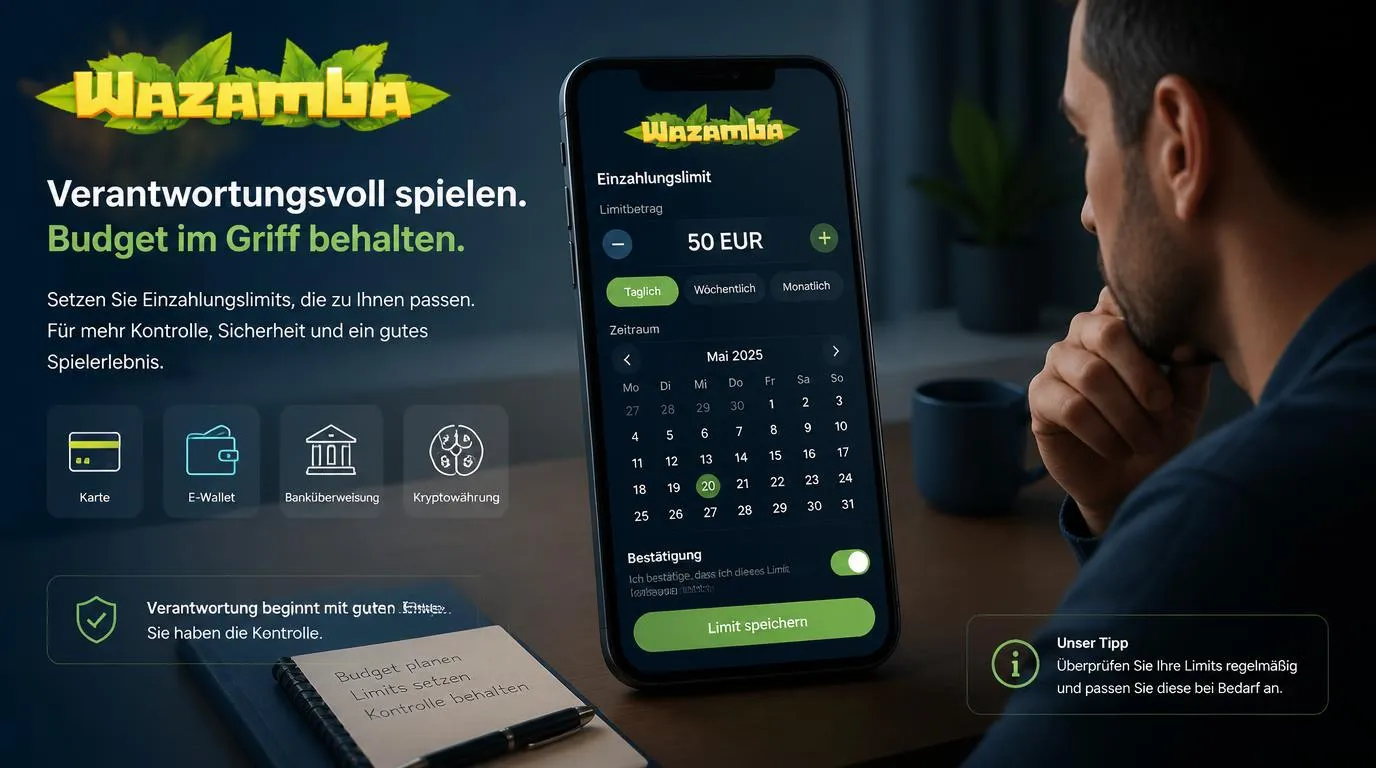 Casino-Kassierer mit Einzahlungslimit, Zahlungsarten und Budgetkontrolle auf einem Smartphone